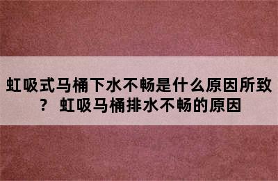 虹吸式马桶下水不畅是什么原因所致？ 虹吸马桶排水不畅的原因